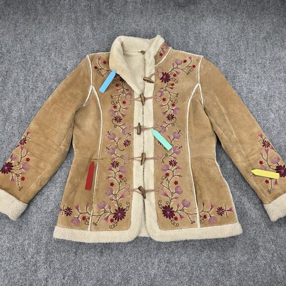 St Johns Bay Jacket Womens Large Embroidered Floral VTG 90s Phoebe Friends Boho - Picture 10 of 16